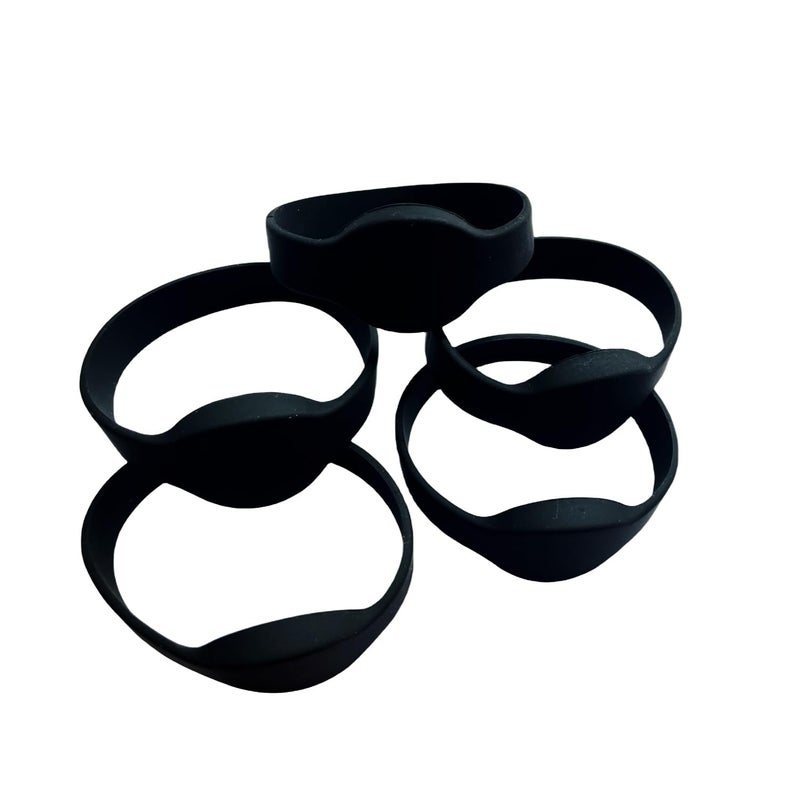 YARONGTECH RFID Rewritable T5577 125khz Writable Silicone Wristband Black Adult Size (Pack of 5) - Image 1
